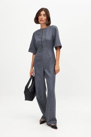 NA-KD Kurzärmeliger Jumpsuit - Jumpsuits - Grau - EU 34