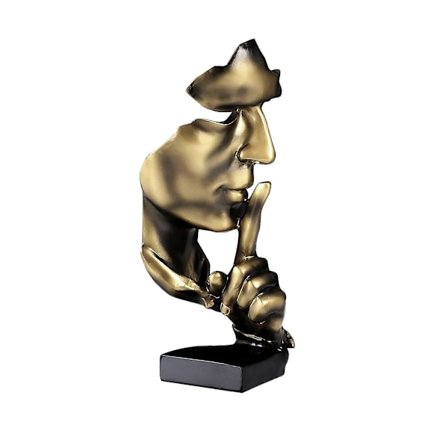 Håndlavet "Stille er Guld" Tænker Statue, Moderne Minimalistisk Kunstværk i Resin, Abstrakt Skrivebordsstatue Skulptur ved Indgangen, Kreativ Stue