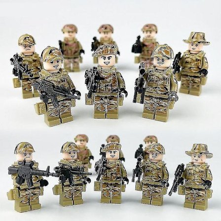 Military Building Blocks Aberdeen Villain Wild Clan Small Particles Assembled Toy 8pcs