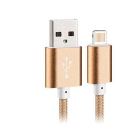 2m syn-laddare för iphone lighting kabel guld