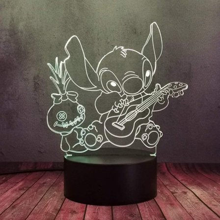 Stitch og Lilo Scrump 3D Lampe Optisk LED Natlampe, Tedd