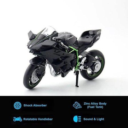 1/12 H2r Ninja 250 metallinen leikkimoottoripyörä 1:12 Super sport racing ääni- ja valosarja lahja pojille