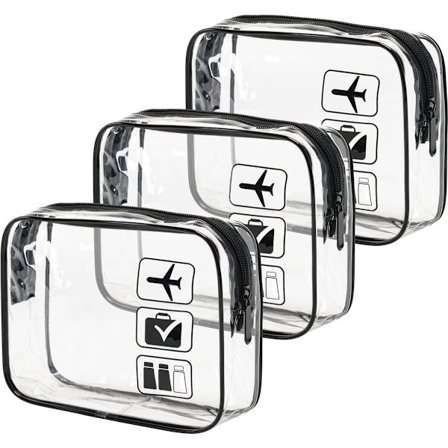 3 Transparente Toilet tasker, Liter Størrelse, Rejse Toilet tasker til Kvinder og Mænd, Flyselskab Håndbagage (Sort) ufeff