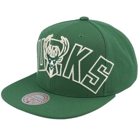 Mitchell & Ness - NBA Grön snapback Keps - Milwaukee Bucks Full Frontal Green Snapback @ Hatstore