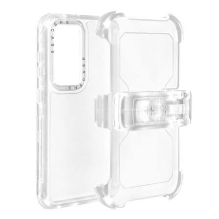 Etui til Samsung Galaxy S24 Bælteclips Stødsikker hjørner Bumper Transparent Transparent
