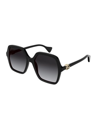 Gucci MINI RUNNI Women's sunglasses with a frame made of acetate in black and lenses made of plastic in grey