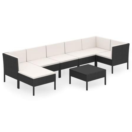 Vidaxl Loungegrupp För Trädgården Med Dynor 8 Delar Konstrotting Svart