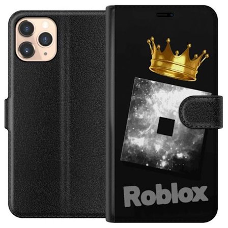 Kompatibelt Lommeboketui til Apple Apple iPhone 11 Pro Minimalistisk svart og sølvfarget Roblox-symbol med gylden krone og luksuriøs gamer-estetikk
