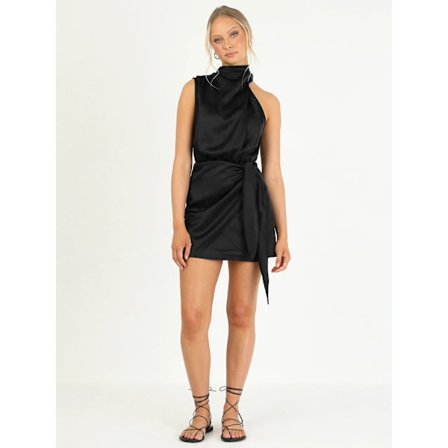 Halterneck Bodycon Cocktail Party Club Kjole (Sort L)