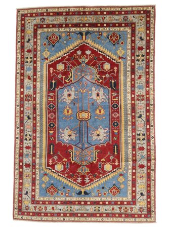 Noué À La Main Kazak Fine Tapis 197X295 De Laine Marron/Rouge Foncé