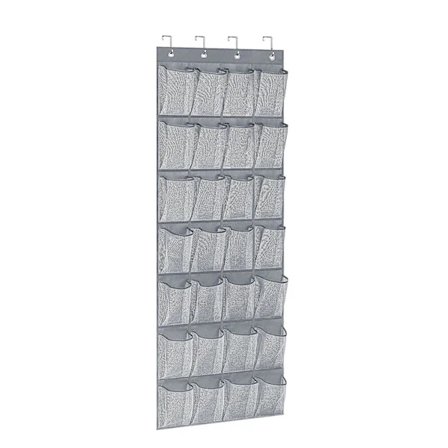 [CA] 28 Lommer Hengende Skoholder Over Dør Skohylle For Garderobedør Oppbevaring Nett Skoholder grå
