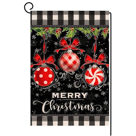 God Jul Trädgårdsflagga 12x18" Dubbelsidig Röd Svart Flagga