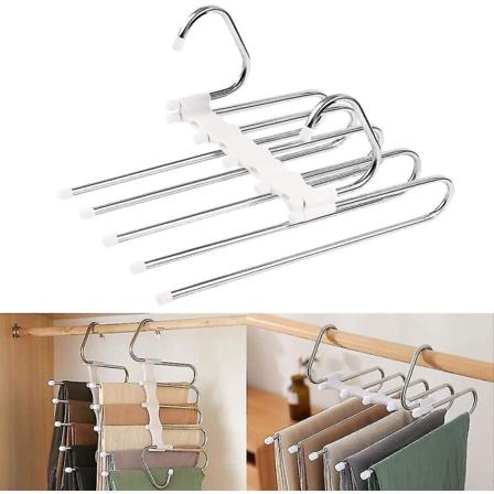 Buksehenger, Plassbesparende Henger, Rustfritt stål Multifunksjon Sammenleggbar Anti-skli Jeans Rack-hvit 2stk