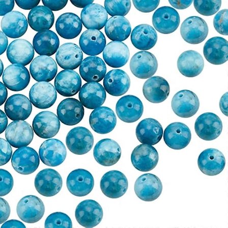 48~50 stk. Naturlige Apatittperler 8mm Havblå Apatittperler Edelstensperler Energisten Runde Løse Perler for Armbånd Halskjede Smykkefremstilling