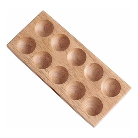 Naturlig tre egg holder rack, 10 egg oppbevaringsboks kjøleskap egg holder