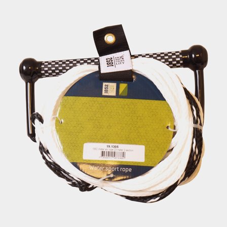 Cavo per sci nautico 1852-Marine, 19 metri, 4 sezioni, con maniglia in alluminio rivestita in schiuma, bianco/nero