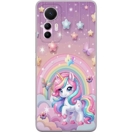 Kompatibel Mobilcover til Xiaomi 12 Lite Magisk enhjørning med regnbue manke, stjerner og sommerfugle mod en pastelfarvet himmel med skyer