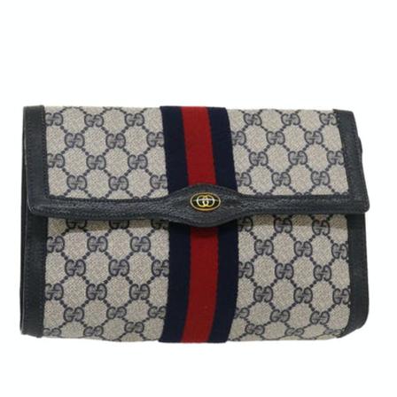 Gucci Vintage, Pre-owned Clutch Grijs, Dames, Maat:ONE Size,leer