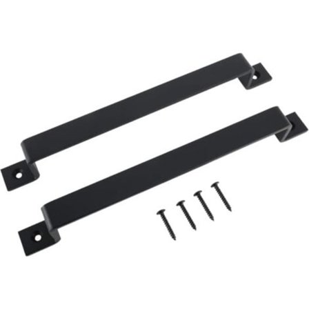 2-pak Skydedørshåndtag Staldørshåndtag Skab Køkkenskab Møbelstål med Skruer Sort (30 cm)