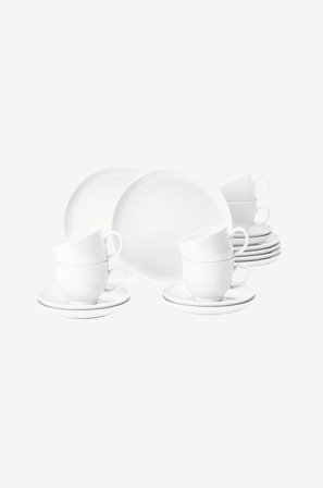 Seltmann Weiden - Kaffeservis Seltmann Lido Black Line 18 delar - Vit - Koppar & muggar - Från Homeroom