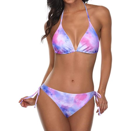 WJSM Dam Triangle Bikini Set Halter Tvådelad Sexig Baddräkt String Tie Side Baddräkt