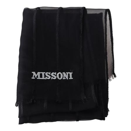 Missoni, Wool Mesh Wrap Fringes Scarf Zwart, Heren, Maat:ONE Size
