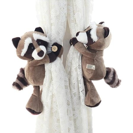 2-osainen verhonkiinnityssarja - Pesukarhu, sarjakuvaeläinverhon taitto lasten makuuhuoneeseen tai toimistoon Lasten makuuhuoneen ikkunakoristeet