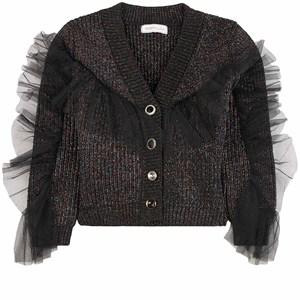 Monnalisa Black Tulle Detail Cardigan XS (13 years) - Jumpers and knitwear - XS (13 years) - Black