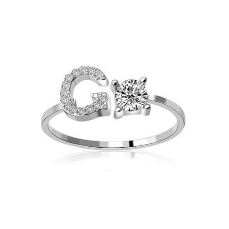 Öppen Ring Utsökt Justerbar Silverfärgad Justerbar Bokstavsring Dam Smycken För Fest