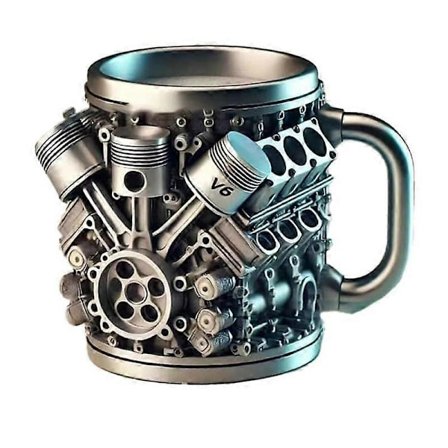 (V6) Rustfri stål krus, V8/V6 motor design rustfri stål kop, sjove holdbare stilfulde kaffekopper, velegnet som gave til kæreste eller far
