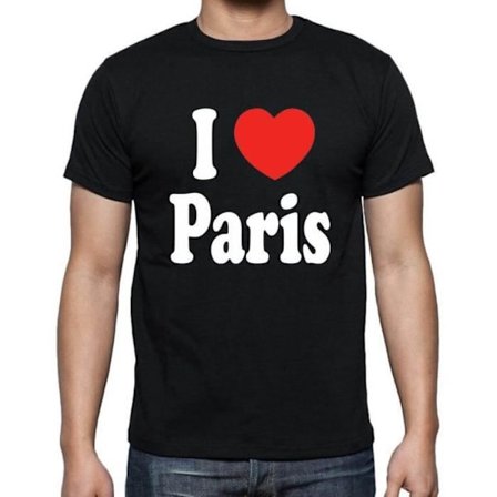 T-shirt herr J'Aime Paris – I Love Paris – Vintage svart T-shirt