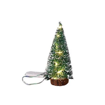 Mini Konstgjord Julgran Grön Cedar Led-lampor Tallbarr Juldekorationer Skrivbord Prydnadsgåvor Julgran E (15cm)