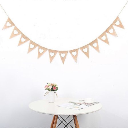 2 stk Vintage Hvid Blonde Trekant Vimpel Banner Vimpeldekoration til Julebryllupsceremoni (3,5M/Hver Vimpel) (Jute - Brun)