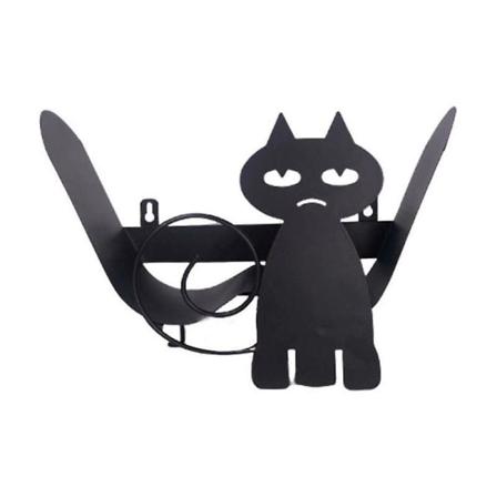 Svart katt toalettpapirholder vertikal papirrullholder for kjøkken bad k3ka