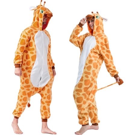 Unisex Voksen Plysj Pyjamas Dame Herre Jumpsuit Jumpsuit Giraff Dyrekostyme Halloween Karneval Kostyme Oransje L