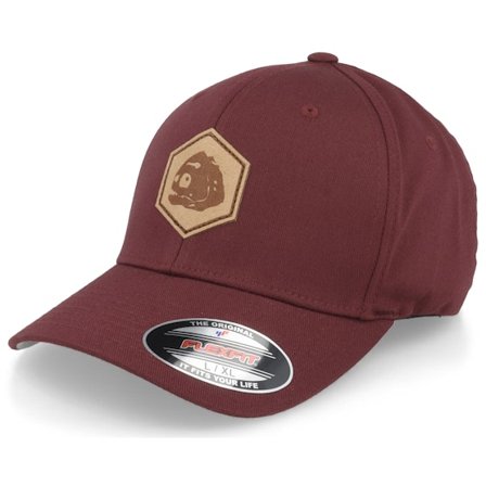 Skillfish - Rød flexfit Caps - Piranha Skull Hex Patch Maroon Flexfit @ Hatstore