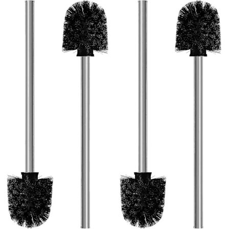 {PL}WC-harjasetti, 4 kpl, 8 cm halkaisijaltaan vaihtoharja, WC-puhdistusharja ruostumattomasta teräksestä valmistetulla kahvalla, WC-harja 