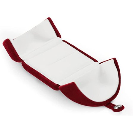 Punainen samettinen korurasia, punainen kihlasormusrasia, korulahjarasia jouluun, kiitospäivään