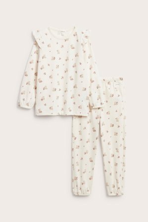 Newbie | Piżama w misie i róże Offwhite 86/92 | Offwhite