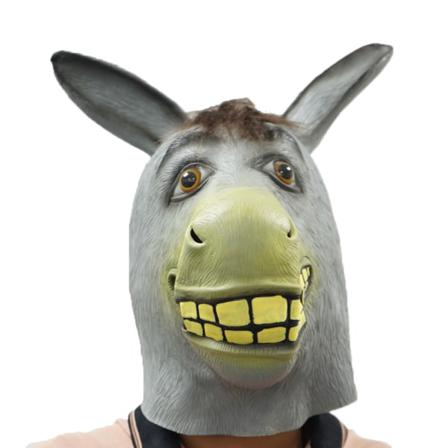 Donkey Party Mask Djurhuvudbonader Cosplay Rekvisita För Halloween