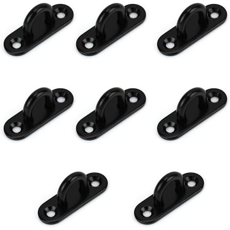 8 kpl Ruostumattomasta Ter ksest Valmistettuja Silmukka Levyj - Soikea U-Muotoinen Metalli Koukku Sein - ja Kattoasennukseen 45 x 15 mm, Musta
