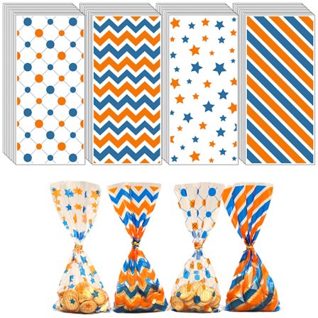 50 STK Plast Godteriposer Cellofan Gaveposer Polkadotter Striper Trykt Mønster Gaveposer med Twist Ties