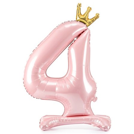 Sifferballong Stående Rosa Krona "0-9" Siffra 4