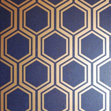 Arthouse Luxe Hexagon Textured Wallpaper 10m X 53cm Marinblå/guld