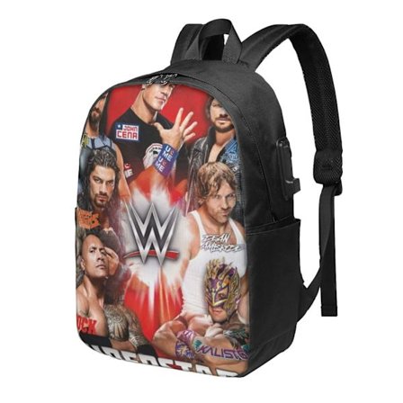 WWE-reppu USB latausportilla, kannettavan tietokoneen matkareppu, vedenkestävä koulutietokonelaukku, kestävä päiväreppu, istuva kannettava 