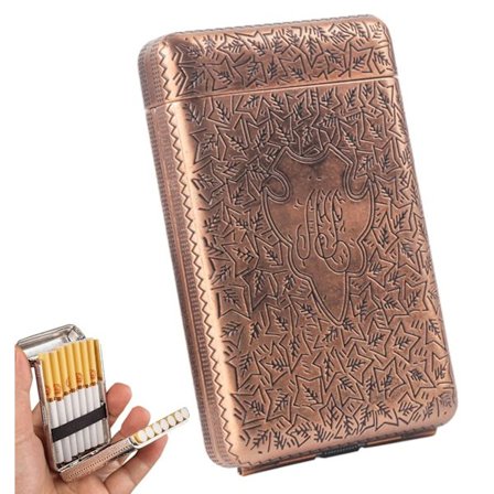 2025 Senaste Modell Metall Cigarettetui Portabelt Paket 14 Kapacitet Regular Box för Organisatörer Kort & ID-fodral (Koppar) Koppar