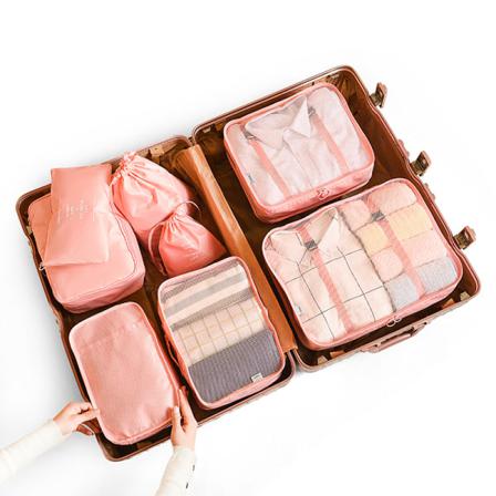 8st Utomhusbagage Kläder Förvaringsväska Set Organizer Pink 8pcs