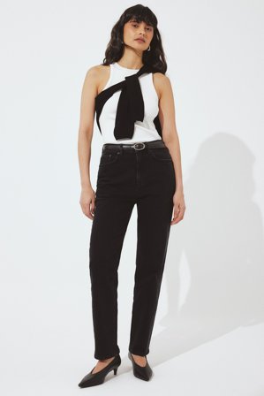 NA-KD - Pier højtaljede slim jeans - Slim fit jeans - Svart - EU 42