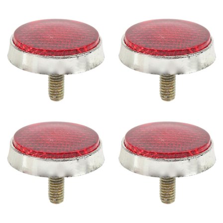 4 stk. Runde Reflekser 42mm Høj Lysstyrke Vandtæt Stilfuld Rød Sikkerhedsrefleks Til M6 Gevind Motorcykel ATV Scootere Cykler