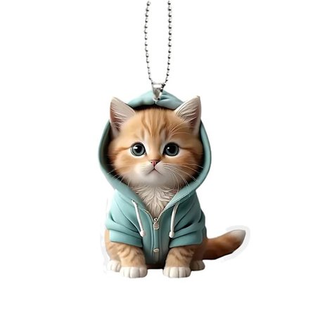 Akryl kat nøglering Sød tegneserie kattetaske vedhæng til bil dekoration Yellow